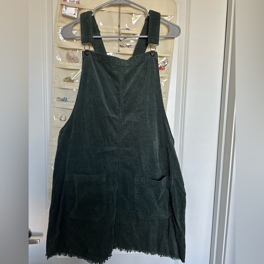 American Eagle Green corduroy overall dress